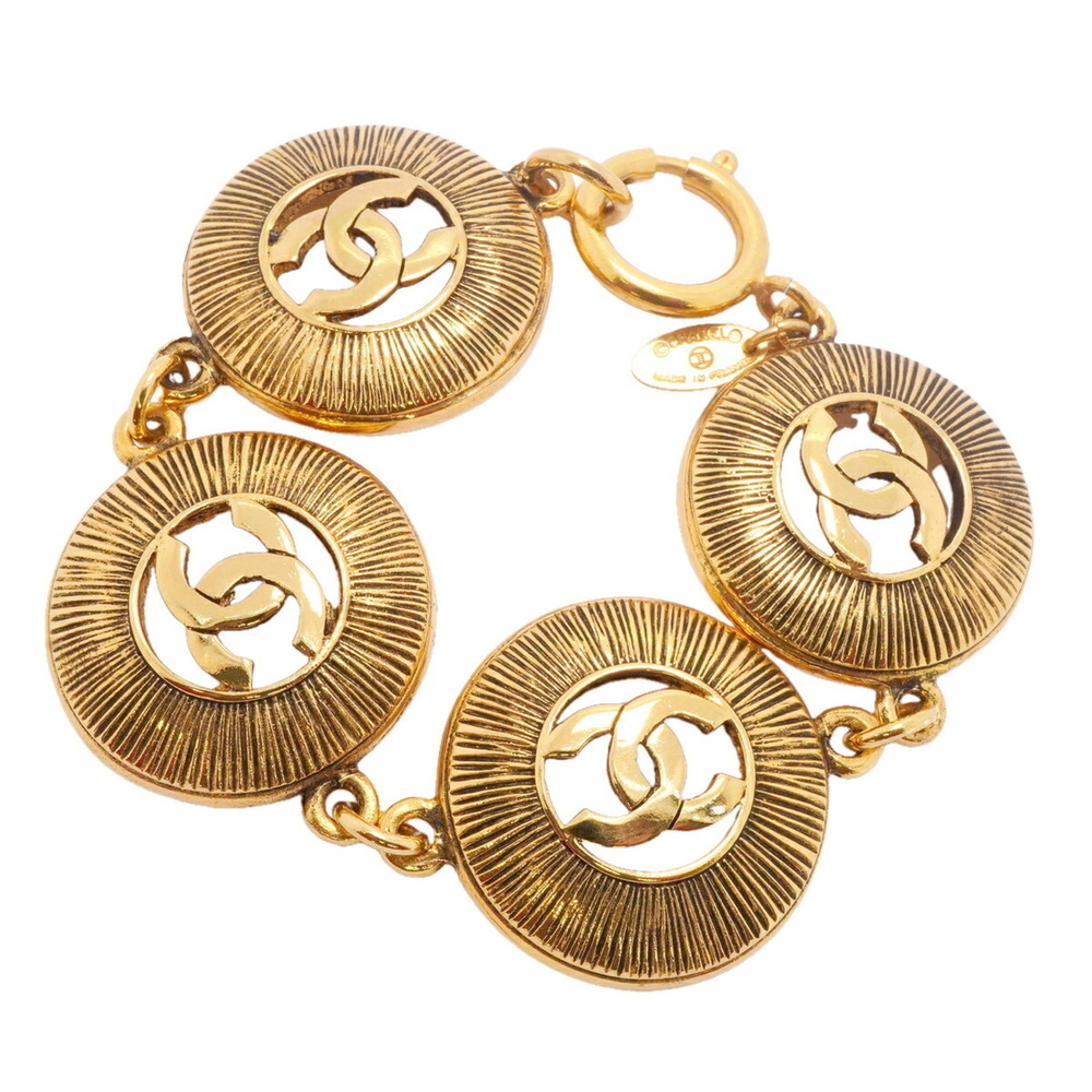 Chanel bracelet, Coco Mark circle, GP plated, gold, women's.
